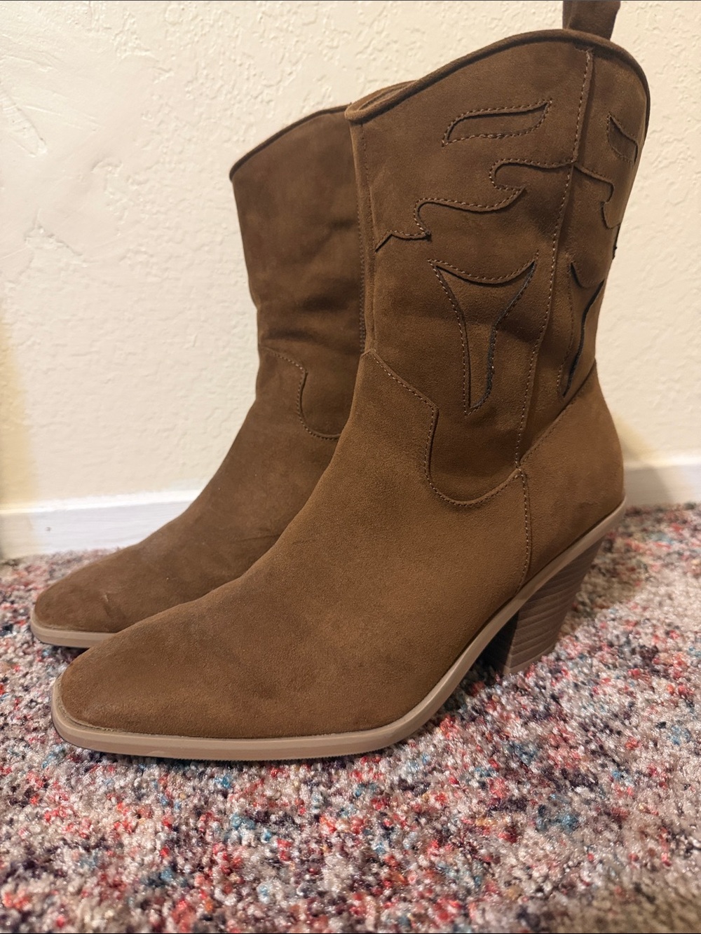 torrid Brown Suede Western Heeled Ankle Boots
